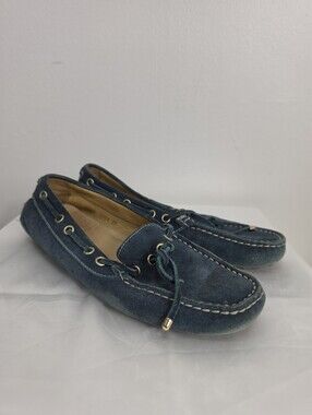 Guja Milano Women Teal Suede Lace-Trim Driving Loafers